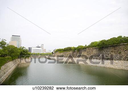 Stock Image - Moat, Japan, Osaka. Fotosearch