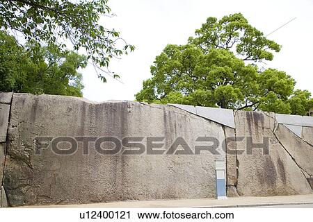 Stock Image - Stone wall, Japan. Fotosearch
