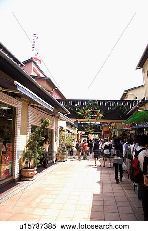 Stock Photography - Tourist on Mosaic Town, Japan. Fotosearch