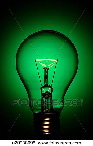 Stock Photography - A lit light bulb. Fotosearch