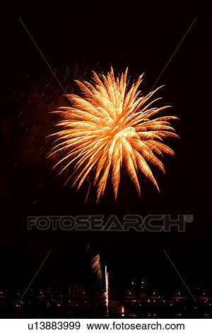 Fireworks at night View Large Photo Image Stock Photo - Fireworks at night. Fotosearch