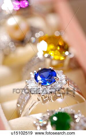 Diamond rings in jewelry box View Large Photo Image Stock Photo - Diamond rings in jewelry box. Fotosearch