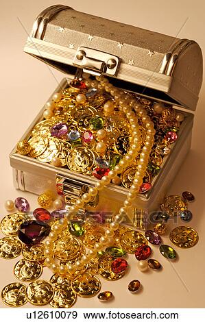 Jewelry in treasure chest View Large Photo Image Stock Photo - Jewelry in treasure chest . Fotosearch