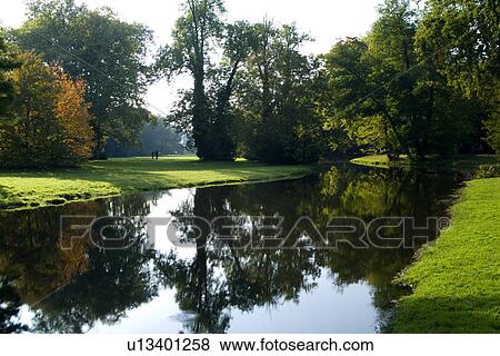 Trees in field by river View Large Photo Image Stock Photo - Trees in field by river. Fotosearch