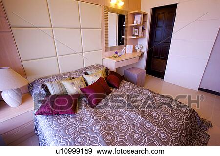 Stock Photo - Bedroom, elevated view. Fotosearch