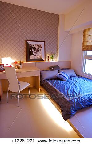 Bedroom with desk and chair View Large Photo Image Stock Image - Bedroom with desk and chair. Fotosearch