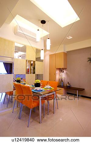Stock Image - Dining room in modern home. Fotosearch