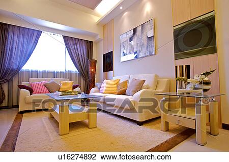Stock Image - Living room in modern home . Fotosearch