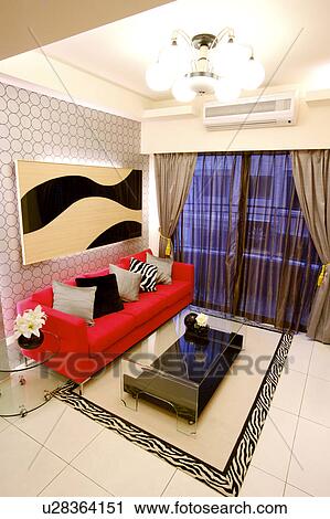 Stock Image - Living room in modern home . Fotosearch