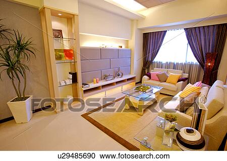 Living room in modern home  View Large Photo Image Stock Image - Living room in modern home . Fotosearch