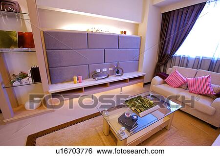 Living room in modern home View Large Photo Image Stock Photograph - Living room in modern home . Fotosearch