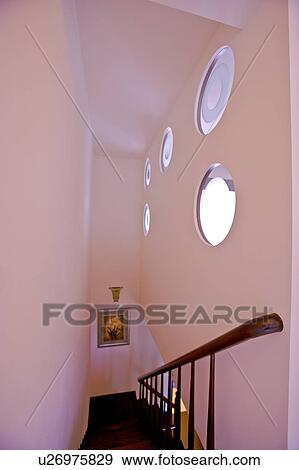 Stock Photo - Staircase with railing. Fotosearch