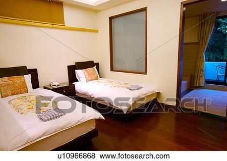 Stock Photo - Interior of bedroom of hotel. Fotosearch