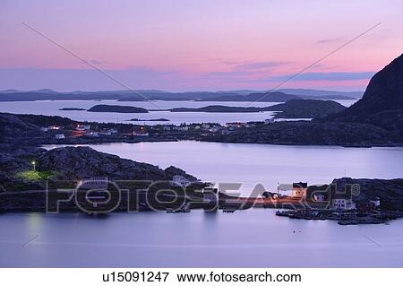 View of village and islands at twilight, Salvage, Newfoundland, Canada View Large Photo Image Stock Photo - View of village and islands at twilight, Salvage, Newfoundland, Canada. Fotosearch