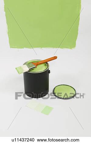 Paint brush, can of paint, colour sample View Large Photo Image Stock Image - Paint brush, can of paint, colour sample. Fotosearch