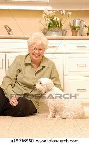 Senior Woman, white dog, Regina, Saskatchewan View Large Photo Image Stock Image - Senior Woman, white dog, Regina, Saskatchewan. Fotosearch