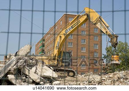 Stock Image - Building demolition; Canada, Ontario, Toronto. Fotosearch