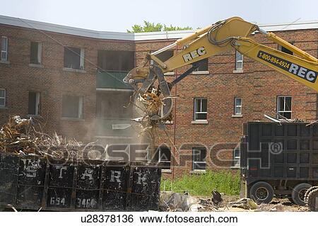 Stock Photograph - Building demolition; Canada, Ontario, Toronto. Fotosearch