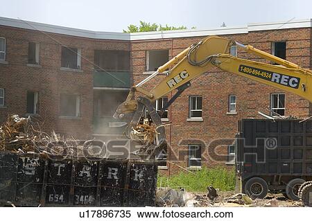 Stock Photography - Building demolition; Canada, Ontario, Toronto. Fotosearch