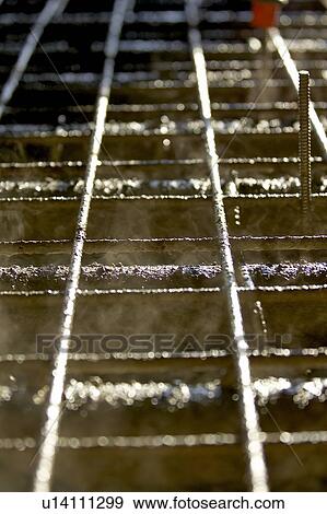 Stock Photo - Concrete form made of rebar; Canada, Ontario, Hamilton (Composting Facility). Fotosearch