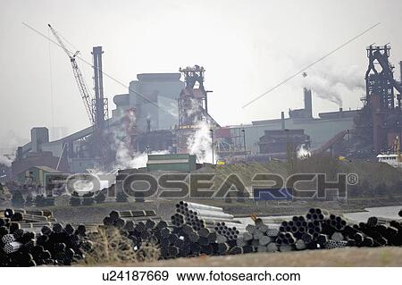 Stock Photo - Steel manufacting plant, Hamilton, Ontario.. Fotosearch