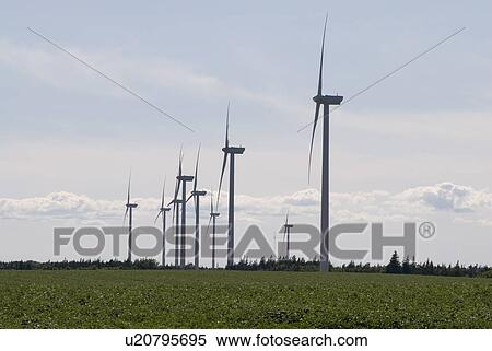 Stock Photography - Wind turbines, near East Point, Prince Edward Island. Fotosearch