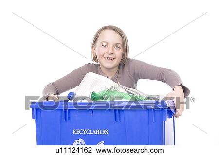 9 years old girl with the recycling box View Large Photo Image Stock Image - 9 years old girl with the recycling box. Fotosearch