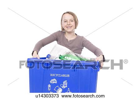 9 years old girl with the recycling box View Large Photo Image Stock Image - 9 years old girl with the recycling box. Fotosearch
