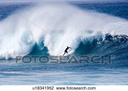 Surfer on a big wave, Hawaii View Large Photo Image Stock Image - Surfer on a big wave, Hawaii. Fotosearch