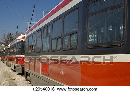Stock Photograph - Electric Streetcar, Toronto Transit System, no carbon emissions; Canada, Ontario, Toronto. Fotosearch