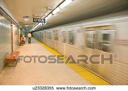Subway train leaving station, Toronto View Large Photo Image Stock Photography - Subway train leaving station, Toronto. Fotosearch