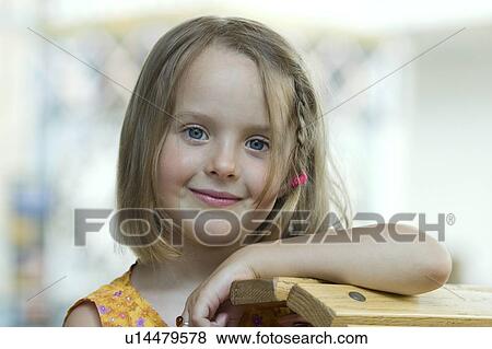 Stock Photo - Girl - 5 years old, portait, Winnipeg, Canada. Fotosearch