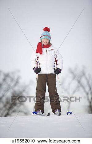 Stock Image - 9 year old cross-country skiing, Winnipeg, Canada. Fotosearch