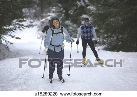 Stock Photo - Cross Country Skiers, Lost Lake, British Columbia. Fotosearch