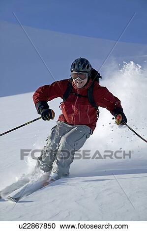 Stock Image - Heli Skiing, Terrace, BC, Canada. Fotosearch