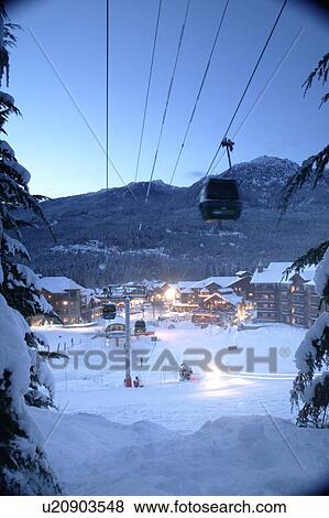 Stock Photo - Ski Lift from village, Whistler, BC, Canada. Fotosearch