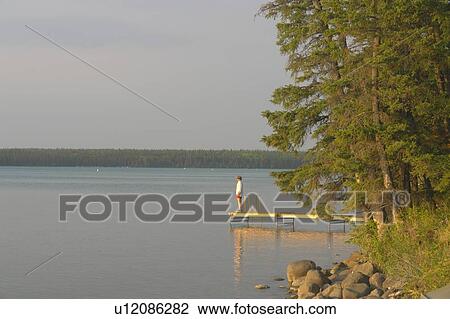 Woman on dock Clear Lake; Canada, Manitoba, Riding Mountain National Park View Large Photo Image Stock Image - Woman on dock Clear Lake; Canada, Manitoba, Riding Mountain National Park. Fotosearch