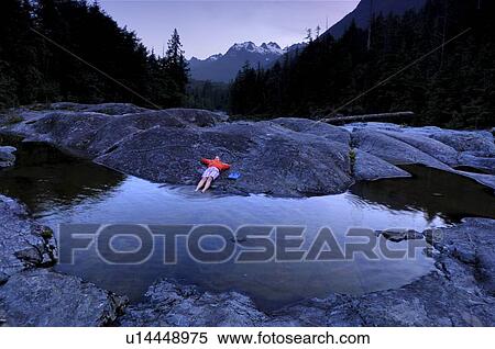 Young girl lying by pond by river, Vancouver Island, Canada View Large Photo Image Stock Photography - Young girl lying by pond by river, Vancouver Island, Canada. Fotosearch