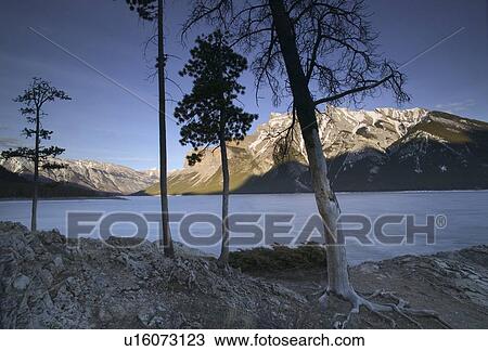Stock Image - Lake Minnewanka and Mt. Inglismaldie, Spring melt, Banff National Park, Alberta, Canada. Fotosearch