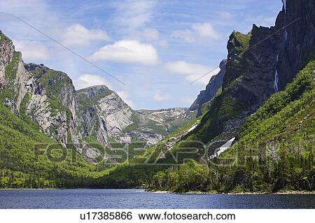 Stock Photograph - View of Western Brook Pond, Gros Morne NP, Newfoundland, Canada. Fotosearch