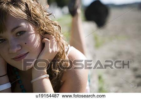 Portrait of female, 17, at English Bay beach, Vancouver, BC View Large Photo Image Stock Photo - Portrait of female, 17, at English Bay beach, Vancouver, BC. Fotosearch