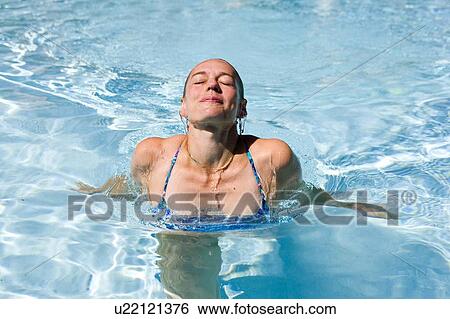 Stock Photograph - Woman (35) swimming in a swimming pool, Jacksonville, Florida. Fotosearch