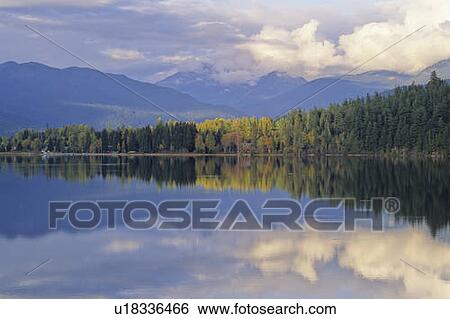 Stock Photograph - Alta Lake, Whistler, BC late in the day with autumn colors. Fotosearch
