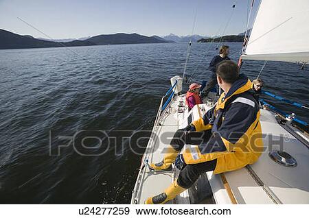 Stock Photo - Sail racing, West Vancouver Yacht Club, West Vancouver, BC Canada. Fotosearch