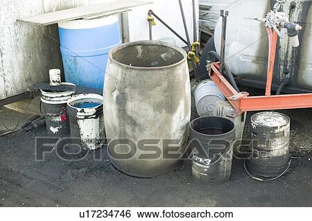 Industrial garbage, empty oil drums View Large Photo Image Stock Photograph - Industrial garbage, empty oil drums. Fotosearch