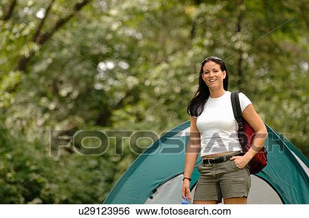 Young woman in front of tent, Regina, Saskatchewan View Large Photo Image Stock Photograph - Young woman in front of tent, Regina, Saskatchewan. Fotosearch