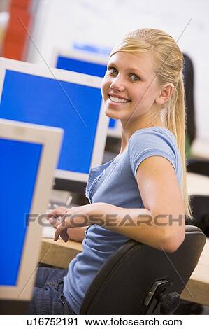 Female student in computer class View Large Photo Image Stock Image - Female student in computer class. Fotosearch