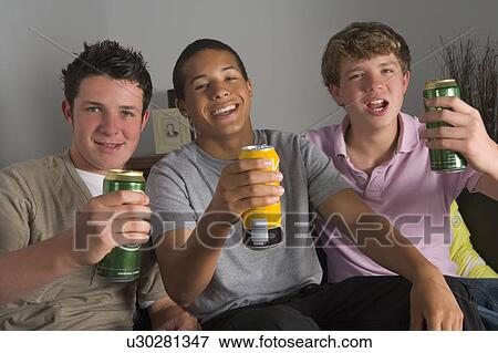 Stock Photo - Teenage Boys Drinking Beer. Fotosearch