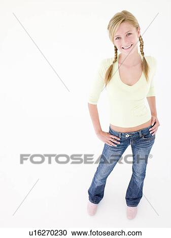 Stock Image - Teenage girl smiling. Fotosearch