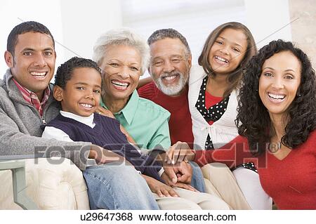 Stock Photo - Family Portrait At Christmas. Fotosearch